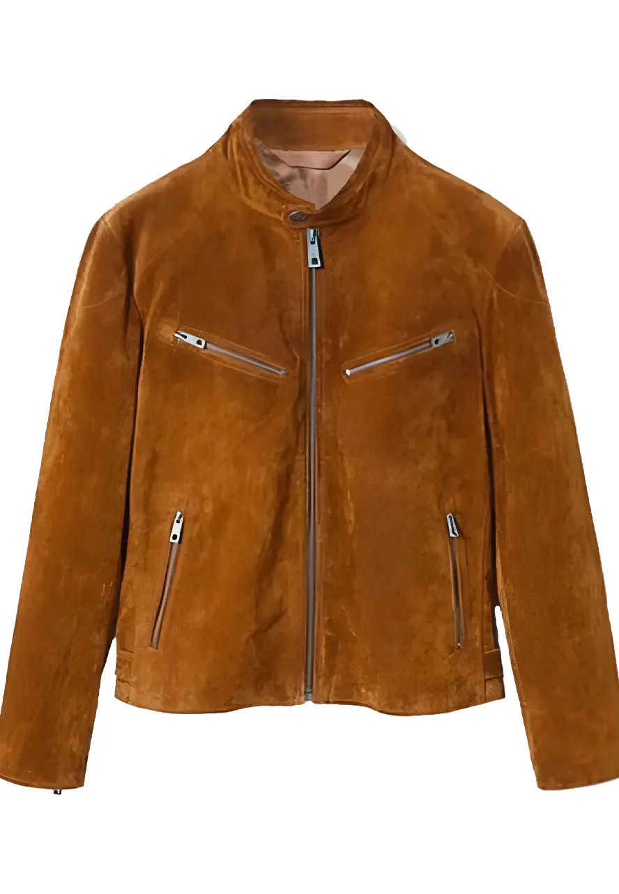 Men's Snap Tab Collar Suede Peccary Jacket